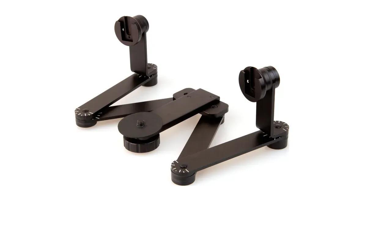 Suporte para flash duplo Twin, articulado, em preto